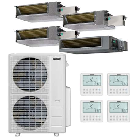 Durastar 48K BTU Cooling / 48K BTU Heating 20.4 SEER2 Four Zone Concealed Duct Mini Split Package with (1) 6k, (2) 12k and (1) 18k BTU Indoor Units N/A