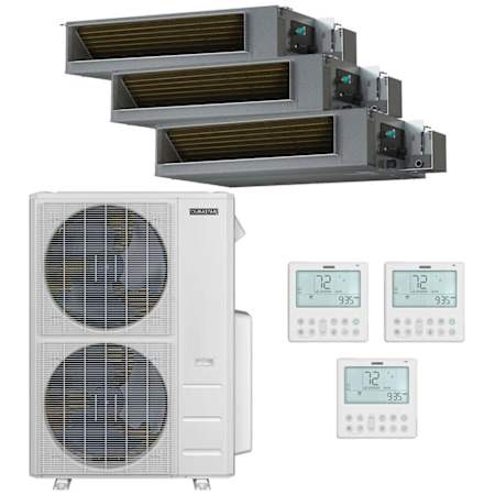 Durastar 48K BTU Cooling / 48K BTU Heating 20.4 SEER2 Three Zone Concealed Duct Mini Split System with (3) 18K BTU Indoor Units N/A