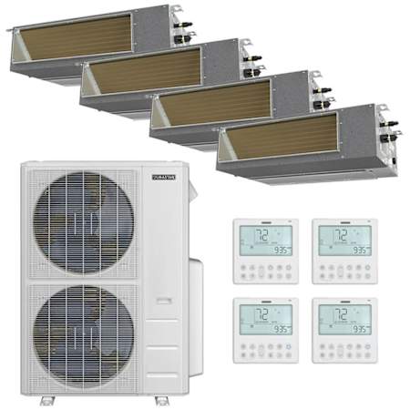 Durastar 48K BTU Cooling / 48K BTU Heating 20.4 SEER2 10.6 HSPF2 Four Zone Concealed Duct Mini Split Package with (1) 9k and (3) 12k BTU Indoor Units N/A