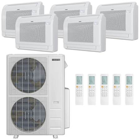 Durastar 48K BTU Cooling / 48K BTU Heating 21.3 SEER2 Five Zone Floor Console Mini Split System with (4) 9K and (1) 12K BTU Indoor Units N/A