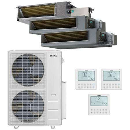 Durastar 60K BTU Cooling / 39K BTU Heating 18 SEER2 Three Zone Concealed Duct Mini Split System with (1) 12K and (2) 18K BTU Indoor Units N/A