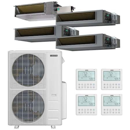 Durastar 60K BTU Cooling / 39K BTU Heating 18 SEER2 Four Zone Concealed Duct Mini Split Package with (1) 12k and (3) 18k BTU Indoor Units N/A
