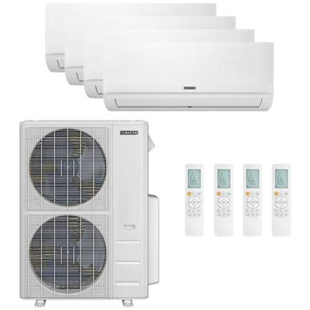 Durastar 60K BTU Cooling / 39K BTU Heating 19.2 SEER2 Four Zone Wall Mount Mini Split Package with (1) 6k, (1) 9k and (2) 18k BTU Indoor Units N/A