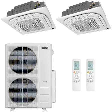 Durastar Ceiling Cassette Mini Split Heat Pump System - 2-Zone - 60k BTU Outdoor - 24k+24k Indoor - 19.2 SEER2 - R-454B N/A
