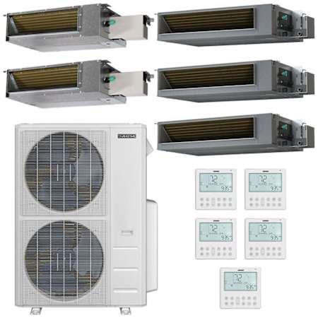 Durastar 60K BTU Cooling / 39K BTU Heating 18 SEER2 Five Zone Concealed Duct Mini Split System with (2) 6K and (3) 18K BTU Indoor Units N/A
