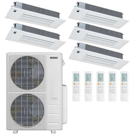 Durastar 60K BTU Cooling / 39K BTU Heating 19.2 SEER2 Five Zone Ceiling Cassette Mini Split System with (2) 6K and (3) 18K BTU Indoor Units N/A
