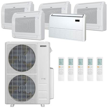 Durastar 60K BTU Cooling / 39K BTU Heating 19.2 SEER2 Five Zone Floor Console Mini Split System with (2) 9K, (2) 12K and (1) 18K BTU Indoor Units N/A