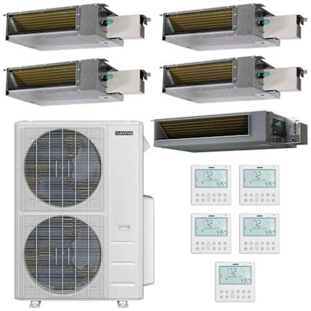 Durastar 60K BTU Cooling / 39K BTU Heating 18 SEER2 Five Zone Concealed Duct Mini Split System with (3) 6K, (1) 12K and (1) 18K BTU Indoor Units N/A