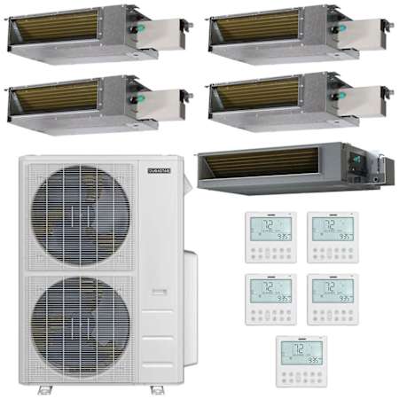 Durastar 60K BTU Cooling / 39K BTU Heating 18 SEER2 Five Zone Concealed Duct Mini Split Package with (2) 6k, (1) 9k, (1) 12k and (1) 18k BTU Indoor Units N/A