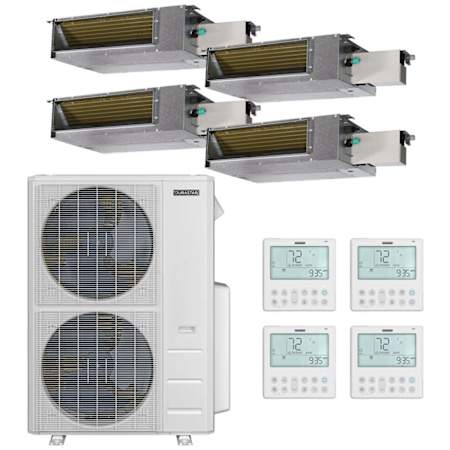 Durastar 60K BTU Cooling / 39K BTU Heating 18 SEER2 Four Zone Low Static Concealed Duct Mini Split System with (4) 12K BTU Indoor Units N/A