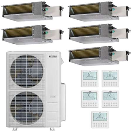 Durastar 60K BTU Cooling / 39K BTU Heating 18 SEER2 Five Zone Concealed Duct Mini Split System with (2) 6K and (3) 12K BTU Indoor Units N/A
