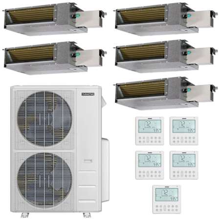 Durastar 60K BTU Cooling / 39K BTU Heating 18 SEER2 Five Zone Concealed Duct Mini Split Package with (1) 6k and (4) 12k BTU Indoor Units N/A