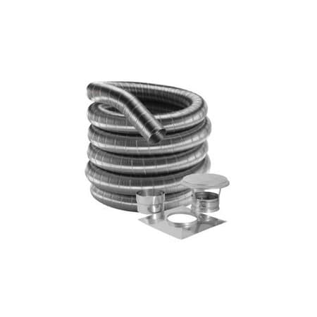 DuraVent DuraFlex Series 6 Inch x 25 Foot Stainless Steel Class A Single Wall Chimney Pipe Relining Kit Stainless Steel