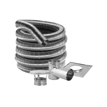 DuraVent 8" Inner Diameter - DuraFlexSS 316 Flexible Liner Chimney Pipe - Single Wall - 25' Tee Kit Stainless Steel
