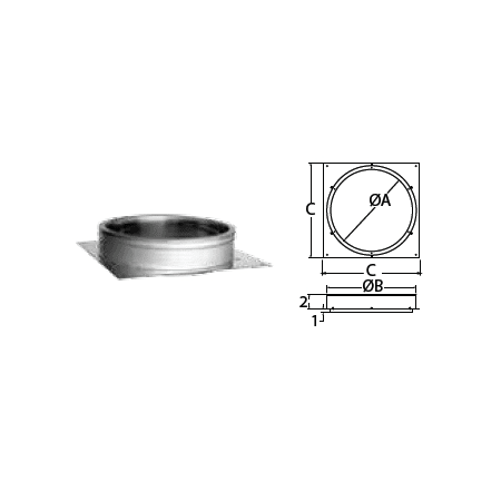 DuraVent 18" Inner Diameter - DuraTech Class A Chimney Pipe - Double Wall - 22" x 22" Anchor Plate Stainless Steel