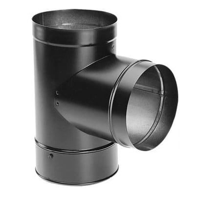 DuraVent 4" Inner Diameter - Pellet Vent Type L Multi-fuel Chimney Pipe - Double Wall - Tee with Clean-Out Cap Black