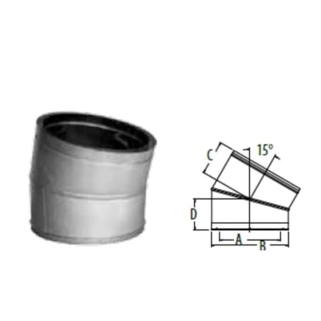 DuraVent 24" Inner Diameter - DuraTech Class A Chimney Pipe - Double Wall - 15 Degree Elbow Galvanized Steel