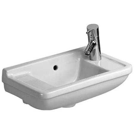 Duravit Starck 3 19-5/8" Rectangular Ceramic Wall Mounted Bathroom Sink with Overflow and 1 Faucet Hole on Right White / Glazed Underside