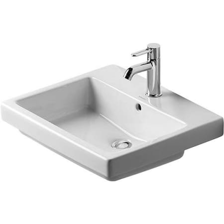 Duravit Vero 21-5/8" Rectangular Ceramic Drop In Bathroom Sink with Overflow and 3 Faucet Holes at 8" Centers White