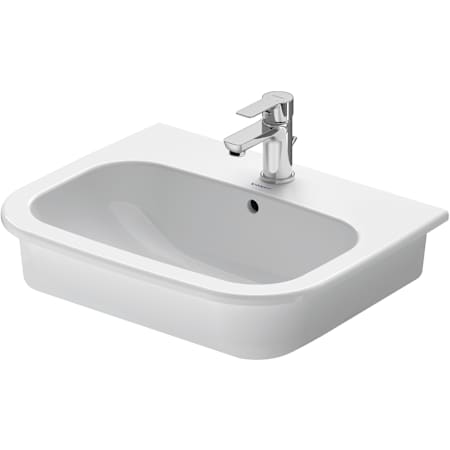 Duravit D-Code 21-1/2" Rectangular Ceramic Drop In Bathroom Sink with Overflow and Single Faucet Hole White