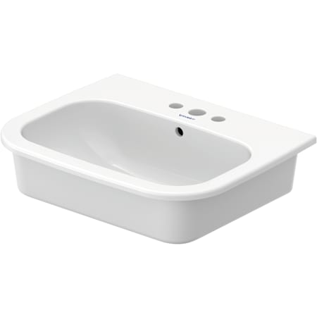 Duravit D-Code 21-1/2" Rectangular Ceramic Drop In Bathroom Sink with Overflow and 3 Faucet Holes White