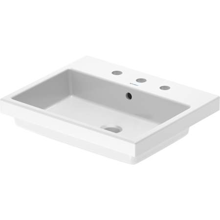 Duravit Vero 21-5/8" Rectangular Ceramic Drop In Bathroom Sink with Overflow and 3 Faucet Holes White