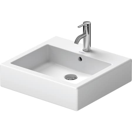 Duravit Vero 19-5/8" Rectangular Ceramic Vessel Bathroom Sink with Overflow and Single Faucet Hole White / Ground