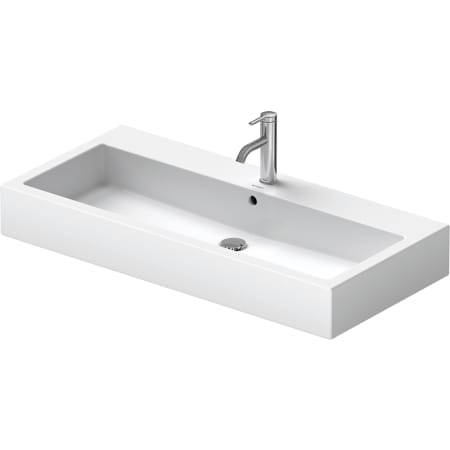 Duravit Vero 39-3/8" Rectangular Ceramic Wall Mounted Bathroom Sink with Overflow and 3 Faucet Holes White