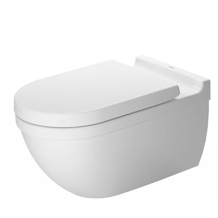 Duravit Starck 3 0.8/1.6 GPF Dual Flush Wall Mounted One Piece Elongated Toilet with Wall Hand Lever - Less Seat White