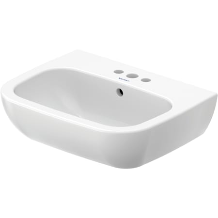 Duravit D-Code 16-7/8" Circular Wall Mounted Bathroom Sink with Overflow and 3 Faucet Holes at 8" Centers White
