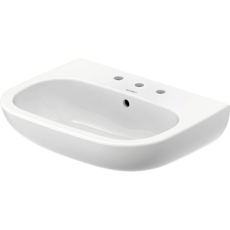 Duravit D-Code 23-5/8" Circular Ceramic Wall Mounted Bathroom Sink with Overflow and 3 Faucet Holes White