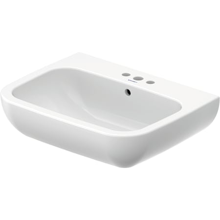 Duravit D-Code 19-5/8" Circular Wall Mounted Bathroom Sink with Overflow and 3 Faucet Holes at 8" Centers White