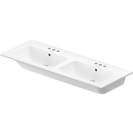 Duravit ME by Starck 51-1/8" Rectangular Ceramic Wall Mounted Bathroom Sink with Overflow and 3 Faucet Holes White High Gloss with DuraShield