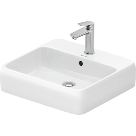 Duravit Qatego 18-1/8" Rectangular Ceramic Vessel Bathroom Sink with Overflow and Single Faucet Hole White