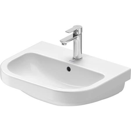 Duravit D-Code 21-5/8" Circular Ceramic Wall Mounted Bathroom Sink with Overflow and Single Faucet Hole White
