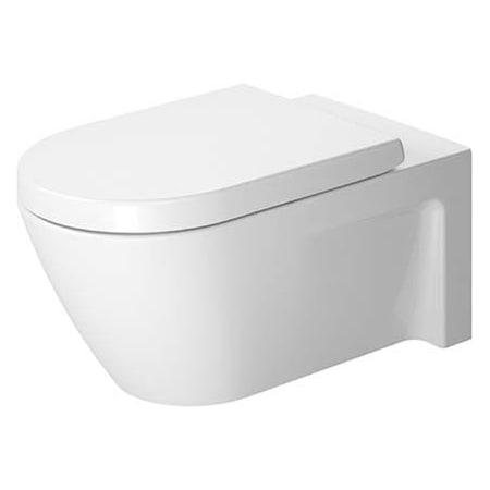 Duravit Starck 2 0.8/1.6 GPF Dual Flush Wall Mounted One Piece Elongated Toilet with Wall Hand Lever - Less Seat White