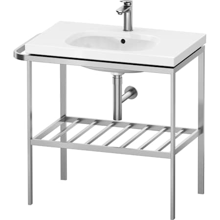 Duravit Aurena 30-7/8" Oval Stainless Steel Console Bathroom Sink with Single Faucet Hole Aluminum