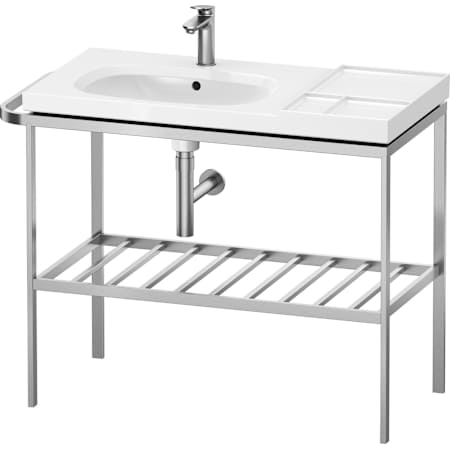 Duravit Aurena 38-3/4" Oval Stainless Steel Console Bathroom Sink with Single Faucet Hole Aluminum