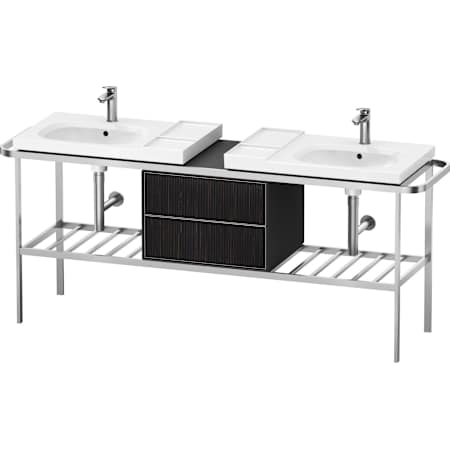 Duravit Aurena 77-1/2" Oval Stainless Steel Console Bathroom Sink with Single Faucet Hole Embossed Matte Ebony