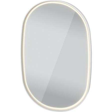 Duravit Aurena 39-3/8"W x 3-1/8"H Oval Flat Framed Wall Mounted Bathroom Mirror with LED Lighting Matte White