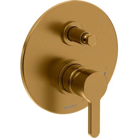 Duravit C.1 Two Function Pressure Balanced Valve Trim Only with Single Lever Handle and Integrated Diverter - Less Rough In Brushed Gold