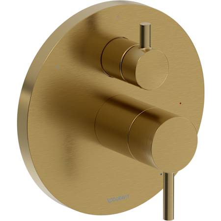 Duravit DuraCircle Two Function Pressure Balanced Valve Trim Only with Single Lever Handle and Integrated Diverter - Less Rough In Brushed Gold