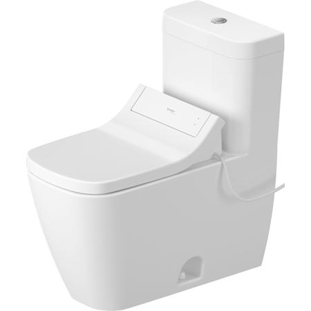 Duravit Happy D.2 1.32 GPF Dual Flush One Piece Elongated Toilet with Push Button Flush - Bidet Seat Included HygieneGlaze White