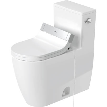 Duravit ME by Starck 1.28 GPF One Piece Elongated Toilet with Right Hand Lever - Bidet Seat Included HygieneGlaze White