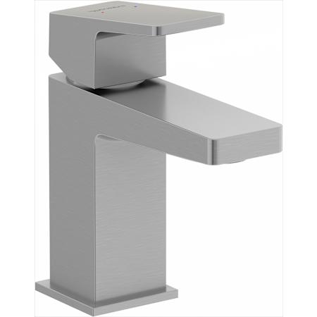 Duravit DuraSquare 1.2 GPM Single Hole Bathroom Faucet with Pop-Up Drain Assembly Brushed Nickel