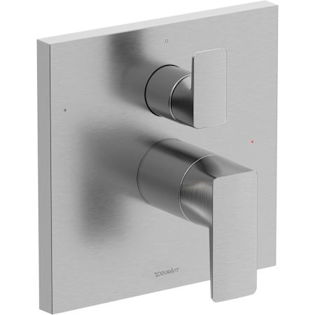 Duravit DuraSquare Two Function Pressure Balanced Valve Trim Only with Single Lever Handle and Integrated Diverter - Less Rough In Brushed Nickel