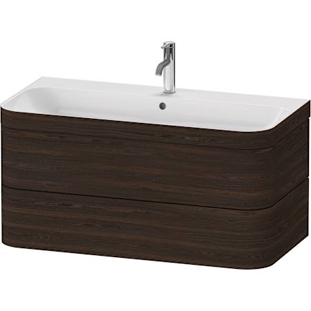 Duravit Happy D.2 40" Wall Mounted Single Basin Vanity Set with Cabinet and Ceramic Vanity Top Brushed Walnut