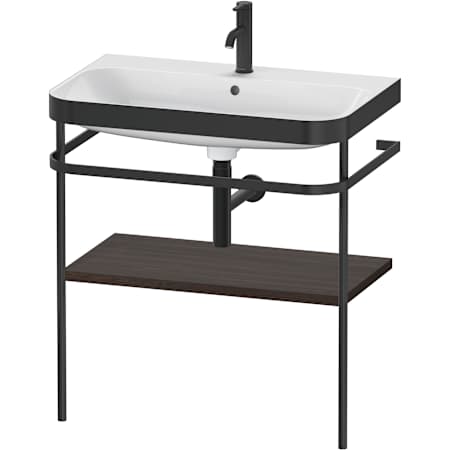 Duravit Happy D.2 19-1/4" Rectangular Ceramic Console Bathroom Sink with Single Faucet Hole Black Matte