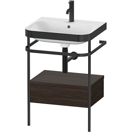 Duravit Happy D.2 22-5/8" Rectangular Ceramic Console Bathroom Sink with Overflow and Single Faucet Hole Brushed Walnut