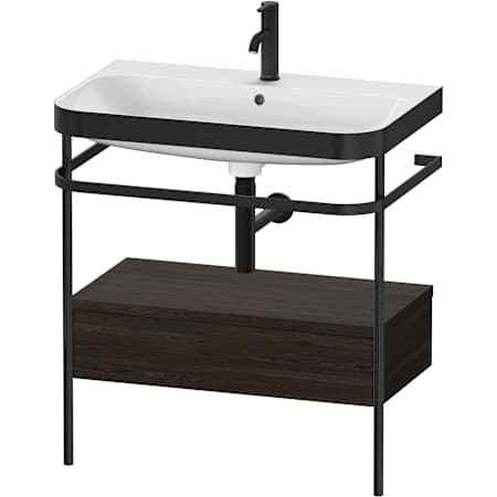 Duravit Happy D.2 30-1/2" Rectangular Ceramic Console Bathroom Sink with Overflow and Single Faucet Hole Brushed Walnut